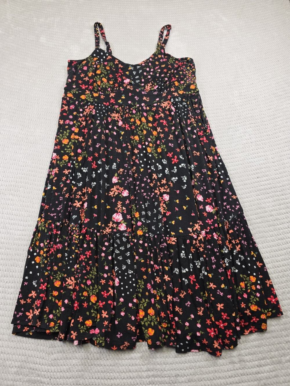 Torrid Dress Womens 2 Floral Print Tiered Stretchy